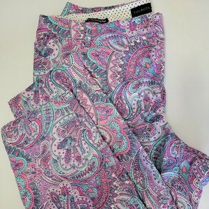 Talbots Pink Paisley Capris with Aqua and Purple Accents